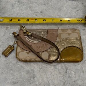 Coach Wristlet with Gold and Brown Accents